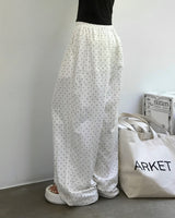 [MADE] ドット、ピンタックワイドパンツ