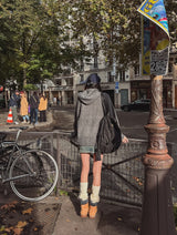 Pony Two-Way Knit Hooded Zip-Up
