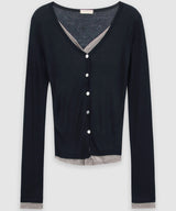 Slim color blocking cardigan - cd