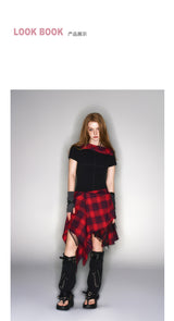 2025 Spring/Summer New Punk Style Plaid Patchwork Dress