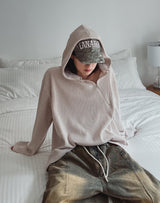 Resin diagonal zipper hoodie
