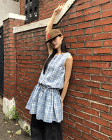 ベニスストラップスリーブレスチェッカードミニドレス