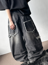 Coco Distressed Fringe Carpenter Denim Pants 2color