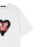 オーバーサイズ ヒップホップ ダンススタジオ ハートグラフィック 半袖Tシャツ_WHITE