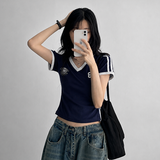 95 V-neck Uniform St Cropped Short-Sleeved (4 colors) 