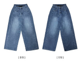 Teen Zanstripe washing denim wide pants [Long & Short]
