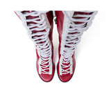 Thigh High Shoelace Point Boots Heel(Red)