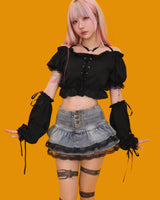 lace toto denim skirt (속바지/2color)