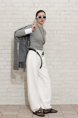 NEW CUFFS TOP_MELANGE GRAY