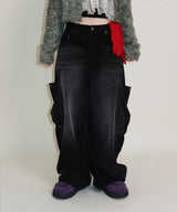 Square pocket balloon fit corduroy pants
