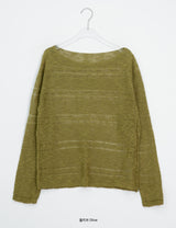 Libya Loose-Fit Boat Neck See-Through Knit