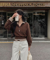 [BELLIDE MADE] Almonds, color cropped sweat