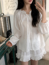 #Natural フェミニンフリルストラップブラウス (3color)