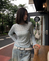 [ORIGINAL] Dot See-through Layered Long-Sleeve T-shirt