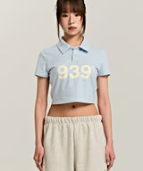 939 ロゴカラークロップトップ (スカイブルー)