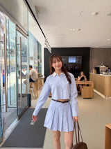 ストライププリーツミニスカパン