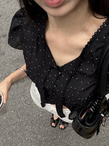 [MADE] Shimiz Dotted Puff Blouse