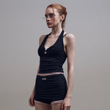 Lace Pintuck Mini Shorts [Black]