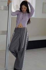lace pocket wide slacks