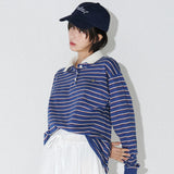 STRIPE COLLAR T-SHIRT  (Blue)