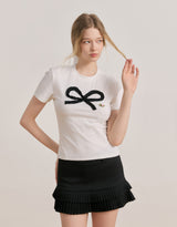 Darling lace ribbon summer t-shirt White