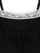 [MADE] Fromdi Ribbon Shirred Lace Sleeveless