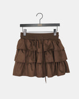 Ronya Suede Banding Strap Tiered Mini Skirt