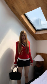 Lace Layered Long Sleeve V-Neck T-Shirt