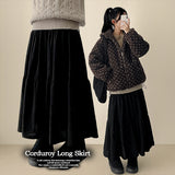 Monbe corduroy A-line cancan long skirt