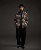 COZY HAIRY CHECK JACKET NAVY