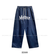 レタリングデニムワイドバンディングパンツ