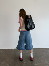 denim frill bermuda pants 