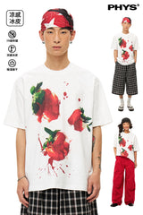 クールバクテリアクイックドライングプリンテッドショートスリーブTシャツ