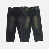 GJ5096 Biker incision wide denim (2 colors)