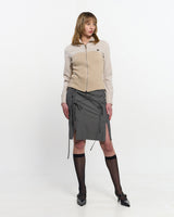 Ribbon Tied Slit Skirt _ GREY