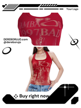 レッドナンバービンテージホルターネックスリーブレスTシャツ