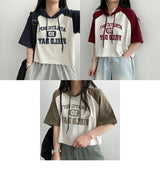 Girl's raglan short-sleeved cropped T-shirt