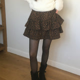 Baen Leopard print frill mini skirt