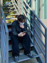 ブラックデニムストリングシャツ