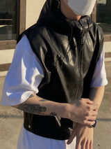 Make Cropped Hooded Leather Vest 2C
