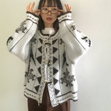 Enin Nordic duffle Button Short Knit Cardigan