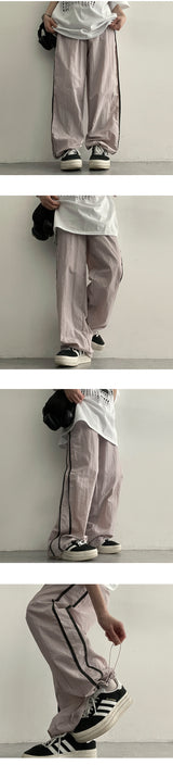 Largan banding two-line nylon pants