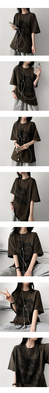 ループオーバーサイズフィットショートスリーブTシャツ