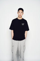 25SS OUTLINE SCRIPT LOGO SHORT SLEEVE T-SHIRT BLACK