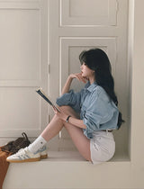 [Bellide made]Forest overfit denim shirt
