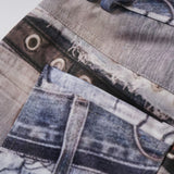 Printed Belt Denim Mini Skirt 232730519
