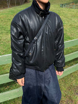 Black leather shirring padding
