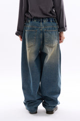 Kingston half banding balloon denim pants