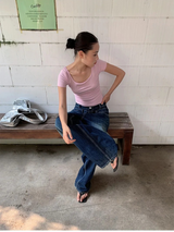 Reversible Back Strap Pink Beads Short Sleeve Tee