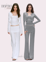 アンナ レース カーディガン トレーニング スリーピース セット (Sleeveless cardigan, pants)